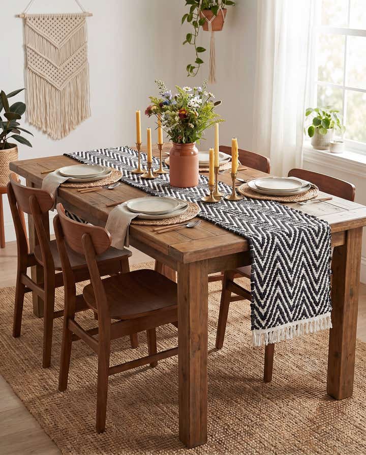 1' 2 x 10' Hand Woven Chindi Chevron Table Runner Rug
