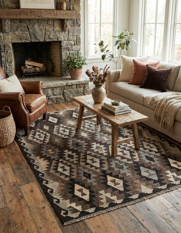 5' x 6' 7 Hand Woven Kilim Maymana Wool Rug