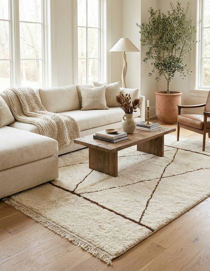 Detail image of  6' 10 x 9' 2  Hand Knotted Moroccan Wool Rug