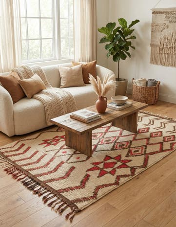 4' 5 x 6' Hand Knotted Moroccan Wool Rug