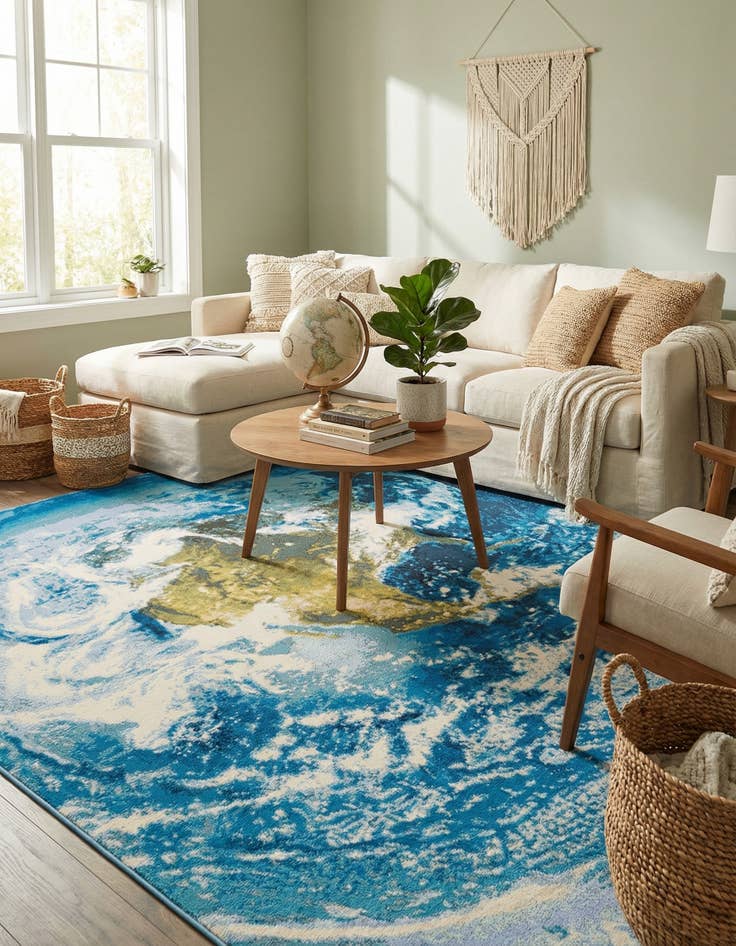 Detail image of 7' 10 x 10'  Washable Modern Indoor / Outdoor Rug