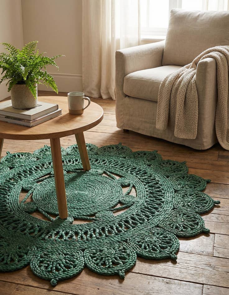 Detail image of 2' x 2'  Hand Braided Jute Round Rug
