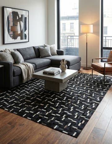 5' 3 x 8' 1 Cowhide Leather Rug