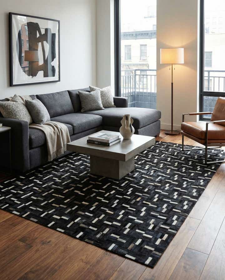 5' 3 x 8' 1 Cowhide Leather Rug