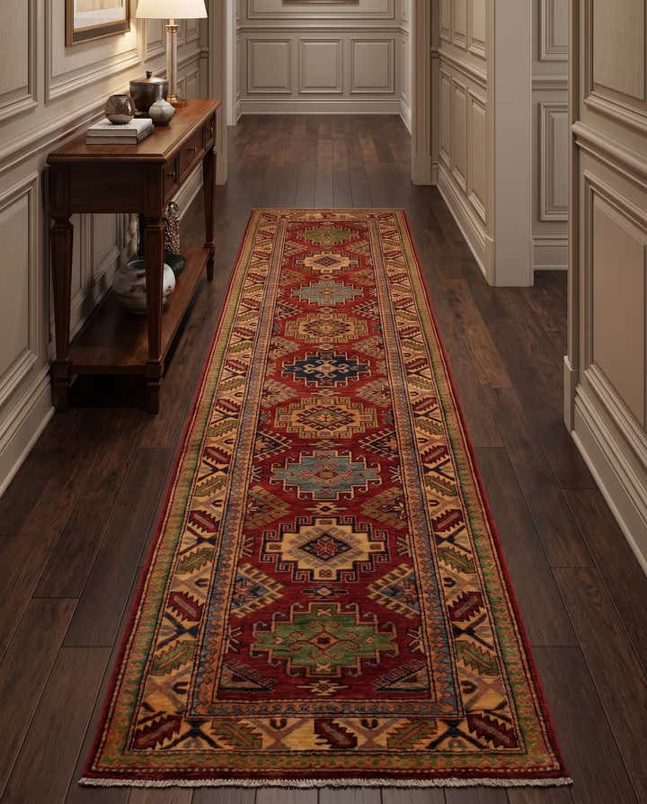 80cm x 320cm Hand Knotted Kazak Runner Rug