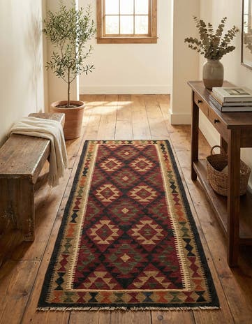 3' 3 x 6' 5 Hand Woven Kilim Maymana Wool Runner Rug