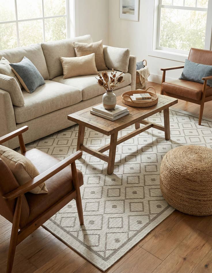 Detail image of 4' x 6'  Washable Trellis Indoor / Outdoor Rug