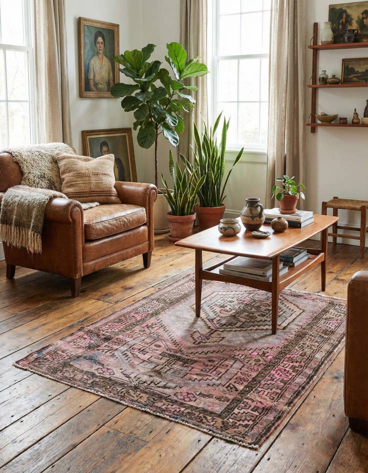 Detail image of 3' 10 x 4' 6  Hand Knotted Ultra Vintage Persian Wool Square Rug