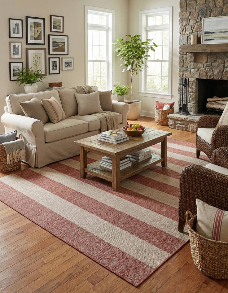 Detail image of  7' 10 x 11'  Washable Ribbon Indoor / Outdoor Rug