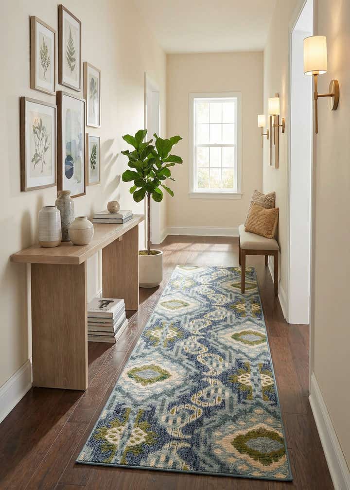 2' 7 x 12' Easy-Clean Modern Indoor / Outdoor Runner Rug