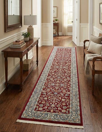 Burgundy Nain Design Runner Rug