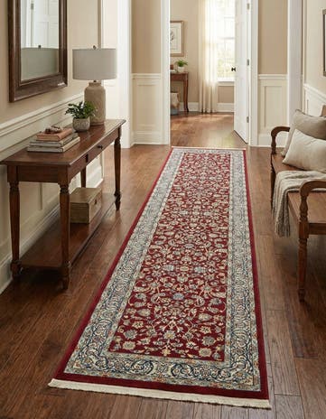 Burgundy Nain Design Runner Rug