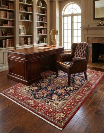 4' 9 x 7' 2 Hand Knotted Qom Persian Rug