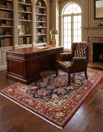 4' 9 x 7' 2 Hand Knotted Qom Persian Rug