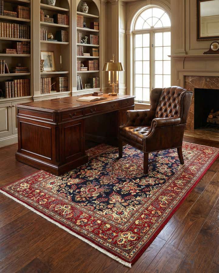 4' 9 x 7' 2 Hand Knotted Qom Persian Rug