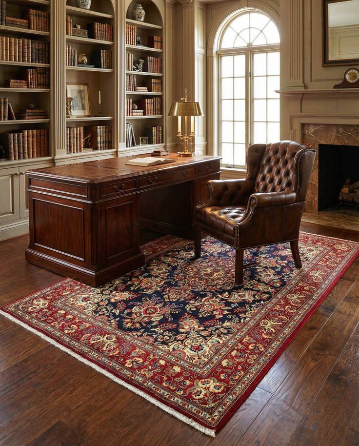 Detail image of 4' 9 x 7' 2 Hand Knotted Qom Persian Rug