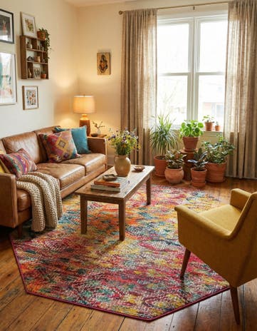 7' 10 x 7' 10 Washable Vivid Octagon Rug