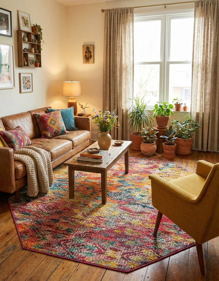 Detail image of 7' 10 x 7' 10  Washable Vivid Octagon Rug