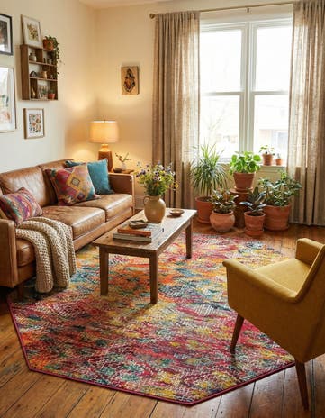 7' 10 x 7' 10 Washable Vivid Octagon Rug