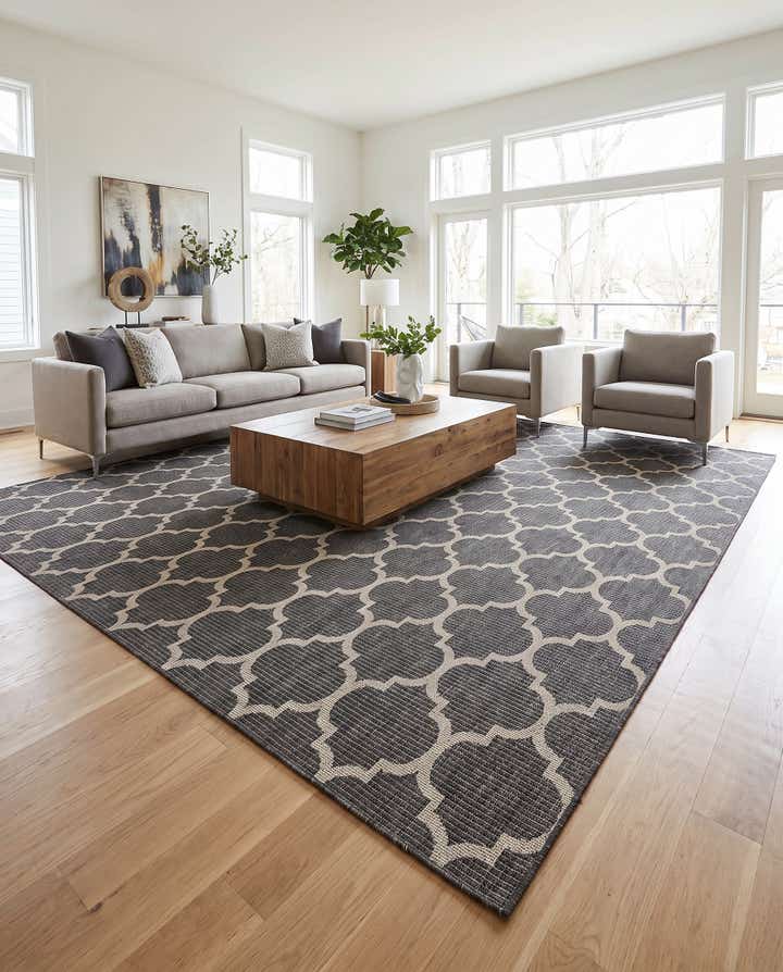 10' 8 x 10' 8 Easy-Clean Lattice Indoor / Outdoor Square Rug