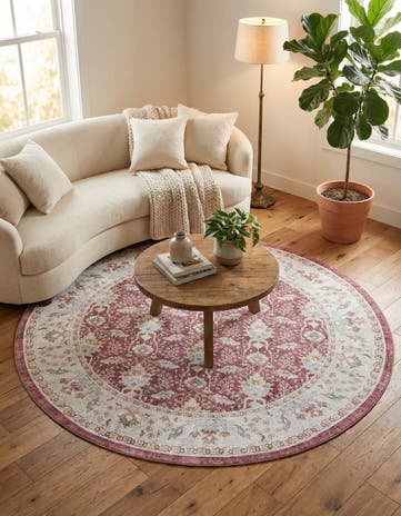 7' 10 x 7' 10 Washable Timeless Round Rug