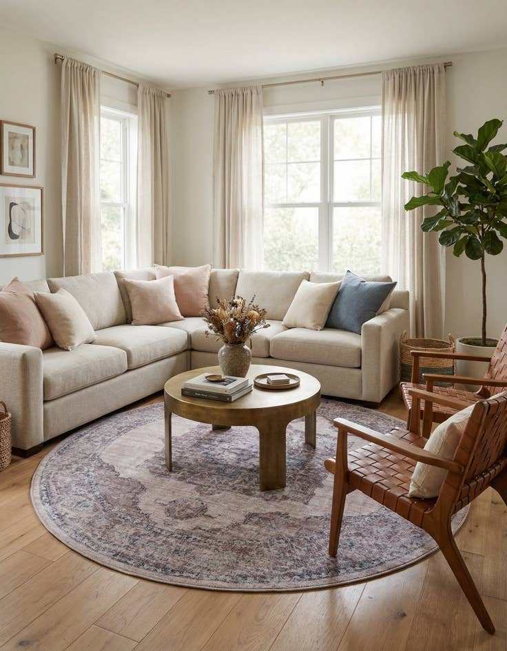 Detail image of 7' 3 x 7' 3  Washable Mangata Round Rug