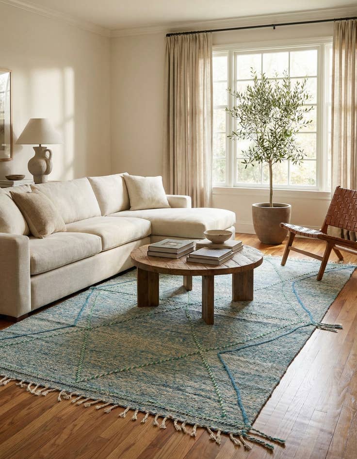 Detail image of  6' 3 x 10' 6  Hand Knotted Moroccan Wool Rug