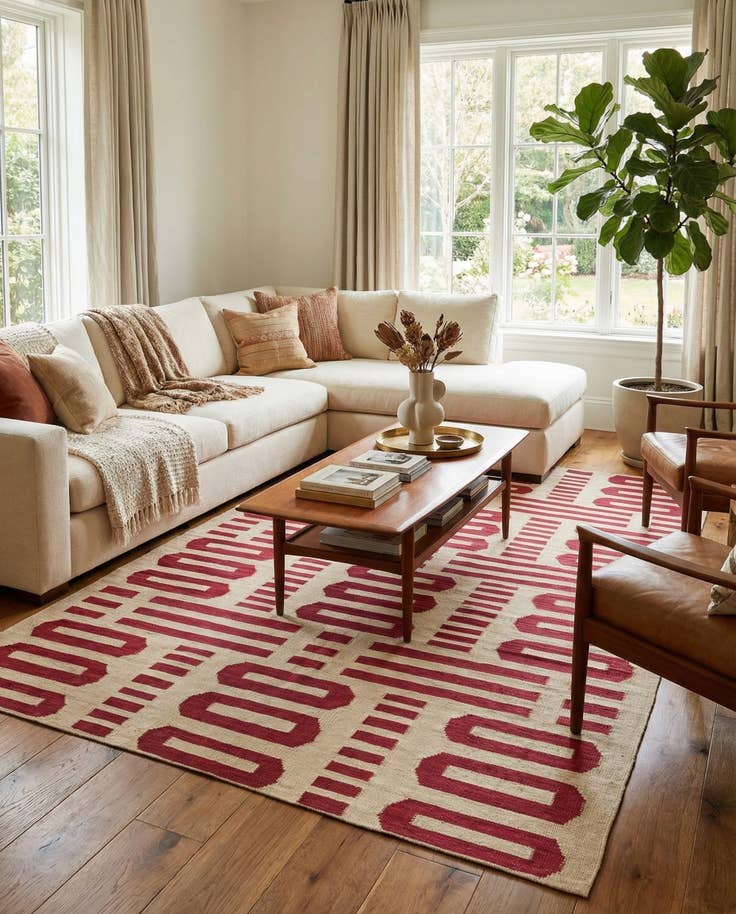 Detail image of 6' 5 x 9' 6 Hand Woven Kilim Modern Wool Rug