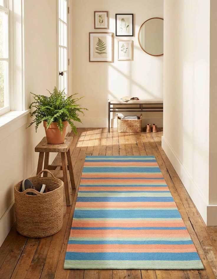 Detail image of 2' x 5' 1  Hand Woven Flatweave Cotton Dhurrie Runner Rug