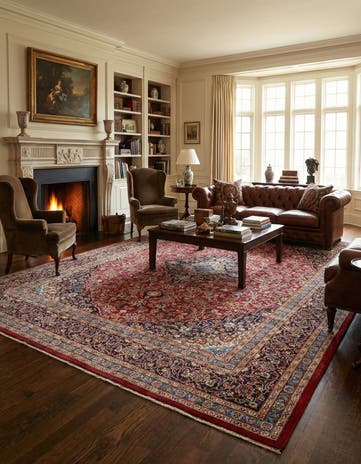9' 9 x 12' 7 Hand Knotted Mashad Persian Wool Rug