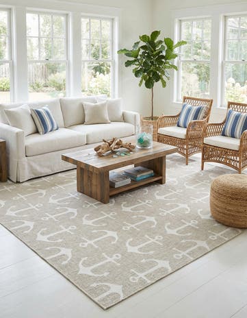 10' x 10' Easy-Clean Coastal Indoor / Outdoor Square Rug