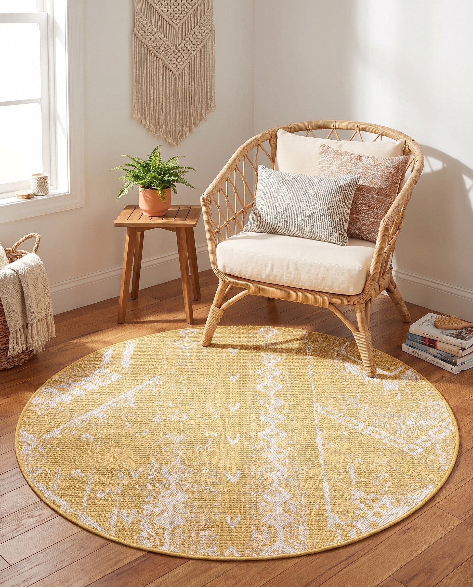 4' x 4' Easy-Clean Bohemian Indoor / Outdoor Round Rug