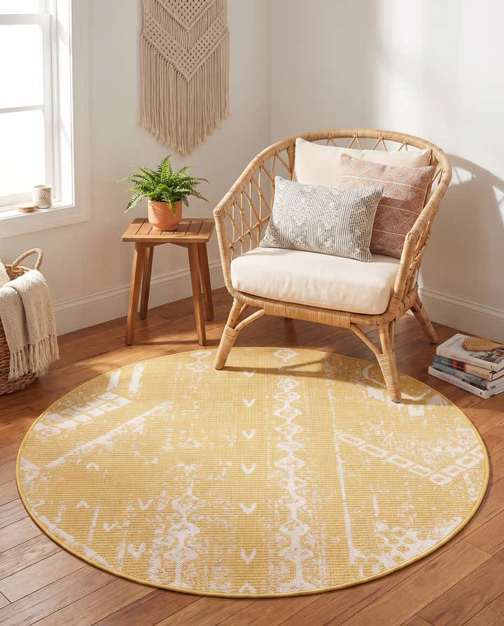 4' x 4' Easy-Clean Bohemian Indoor / Outdoor Round Rug