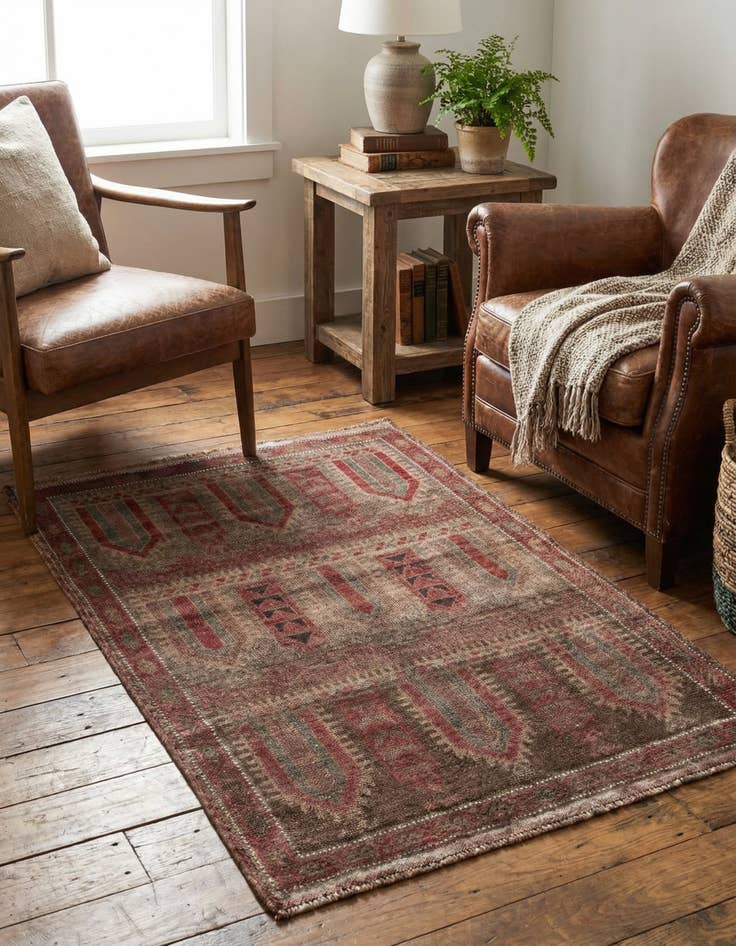 Detail image of 3' 2 x 4' 8  Hand Knotted Ultra Vintage Persian Wool Rug