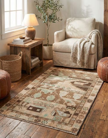 3' 5 x 5' 10 Hand Knotted Ultra Vintage Persian Wool Rug