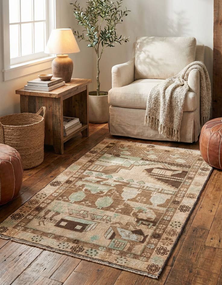 Detail image of 3' 5 x 5' 10  Hand Knotted Ultra Vintage Persian Wool Rug