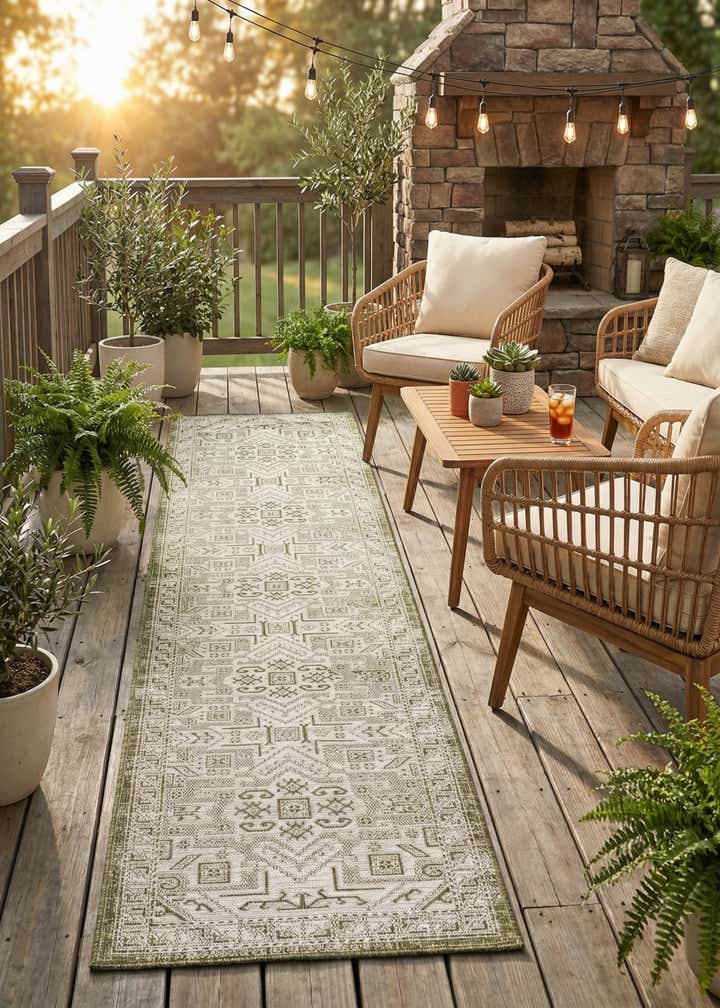 2' 7 x 12' Easy-Clean Aztec Indoor / Outdoor Runner Rug
