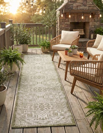 2' 7 x 12' Easy-Clean Aztec Indoor / Outdoor Runner Rug