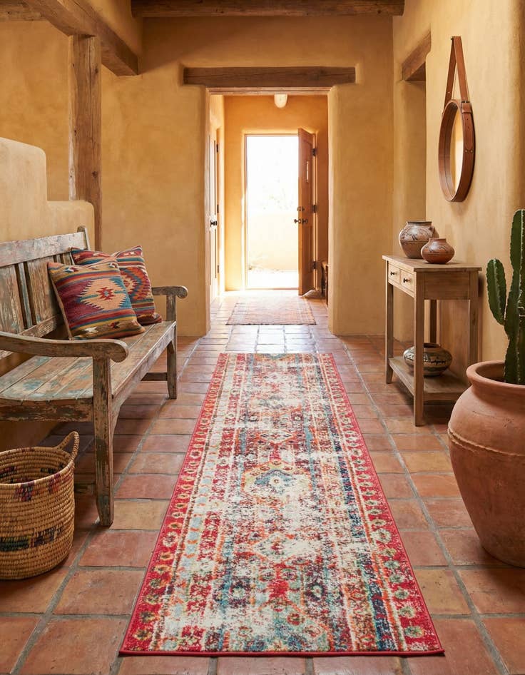 Detail image of 2' 7 x 10'  Washable Santa Fe Runner Rug