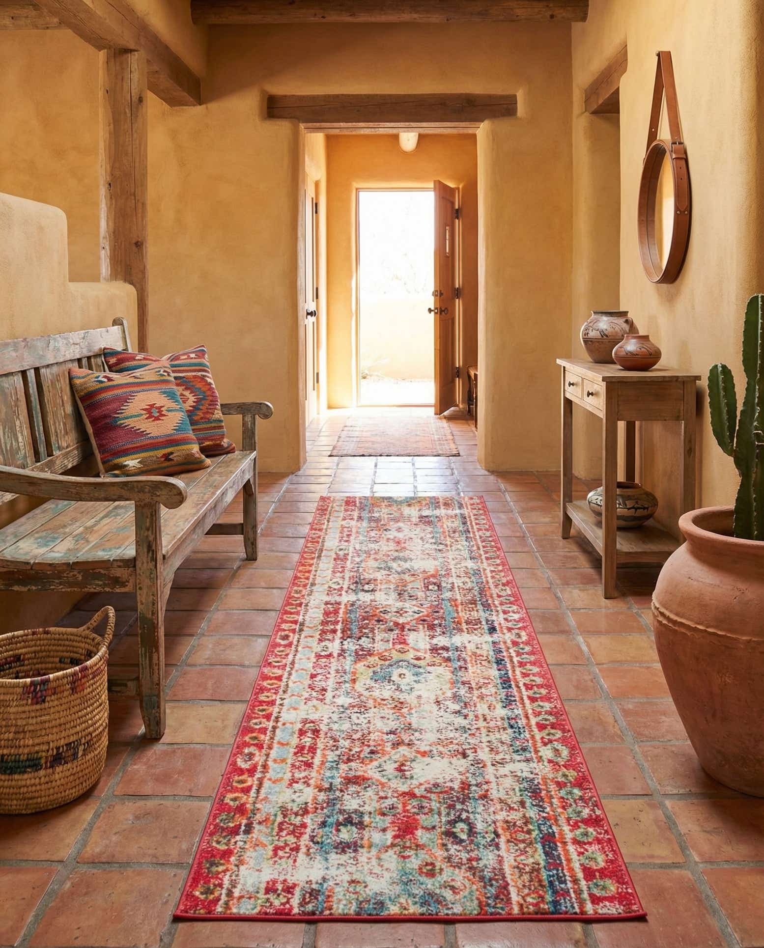 2' 7 x 10' Washable Santa Fe Runner Rug