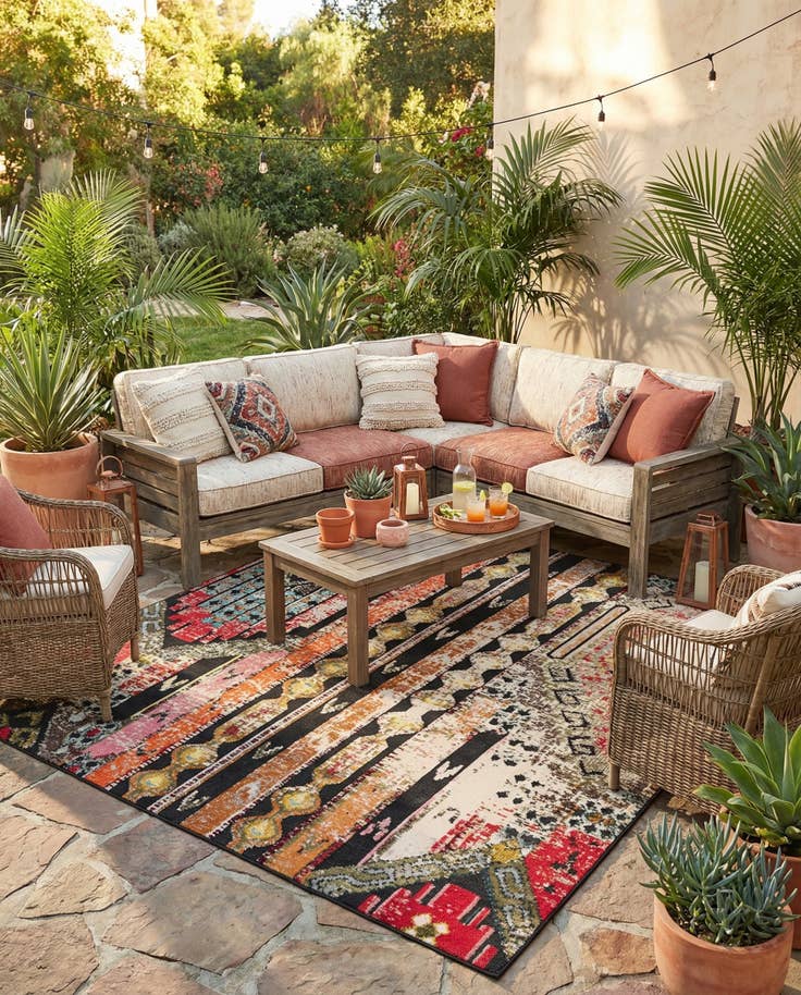 Detail image of 10' x 10' Easy-Clean Casablanca Indoor / Outdoor Square Rug