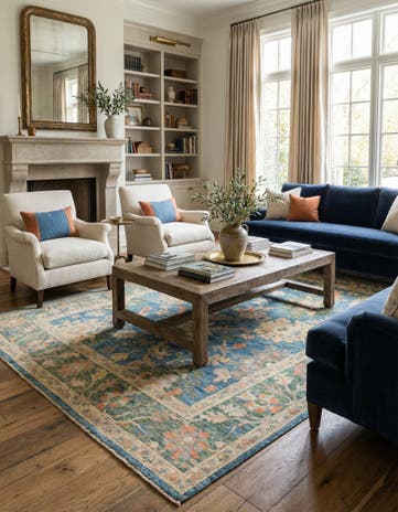 8' x 10' 2 Hand Knotted Oushak Wool Rug