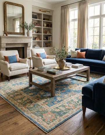 8' x 10' 2 Hand Knotted Oushak Wool Rug