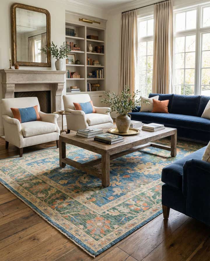 8' x 10' 2 Hand Knotted Oushak Wool Rug