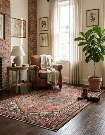 3' 5 x 6' 6 Hand Knotted Ultra Vintage Persian Wool Rug