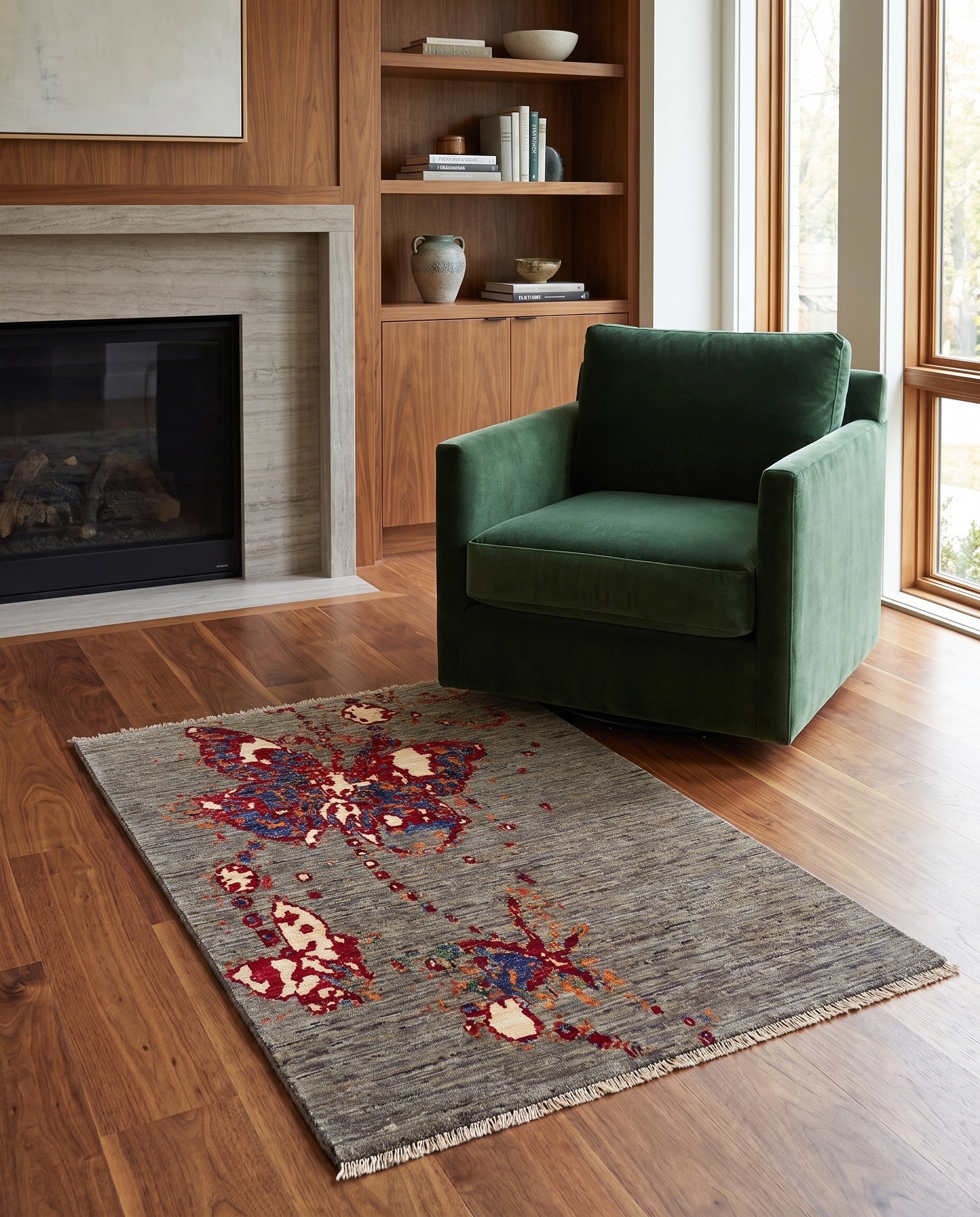 3' 2 x 4' 6 Hand Knotted Modern Ziegler Rug