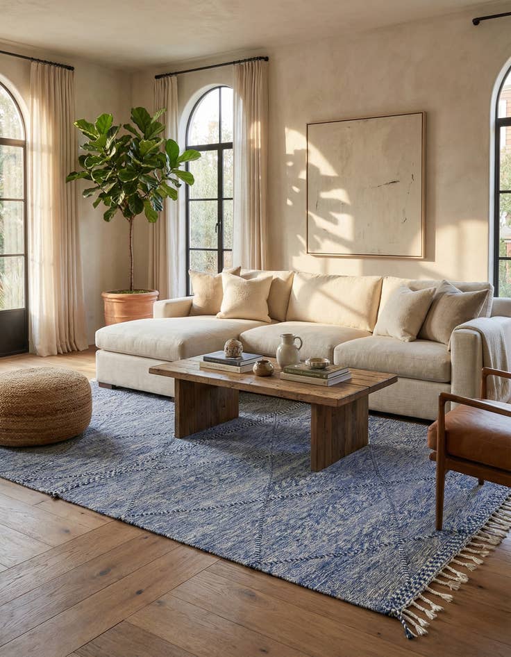 Detail image of 6' 7 x 10'  Hand Knotted Moroccan Wool Rug