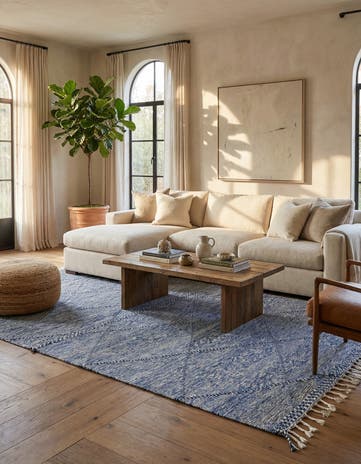 6' 7 x 10' Hand Knotted Moroccan Wool Rug