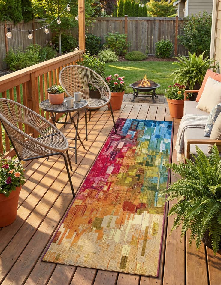 Detail image of 2' x 8'  Washable Modern Indoor / Outdoor Runner Rug