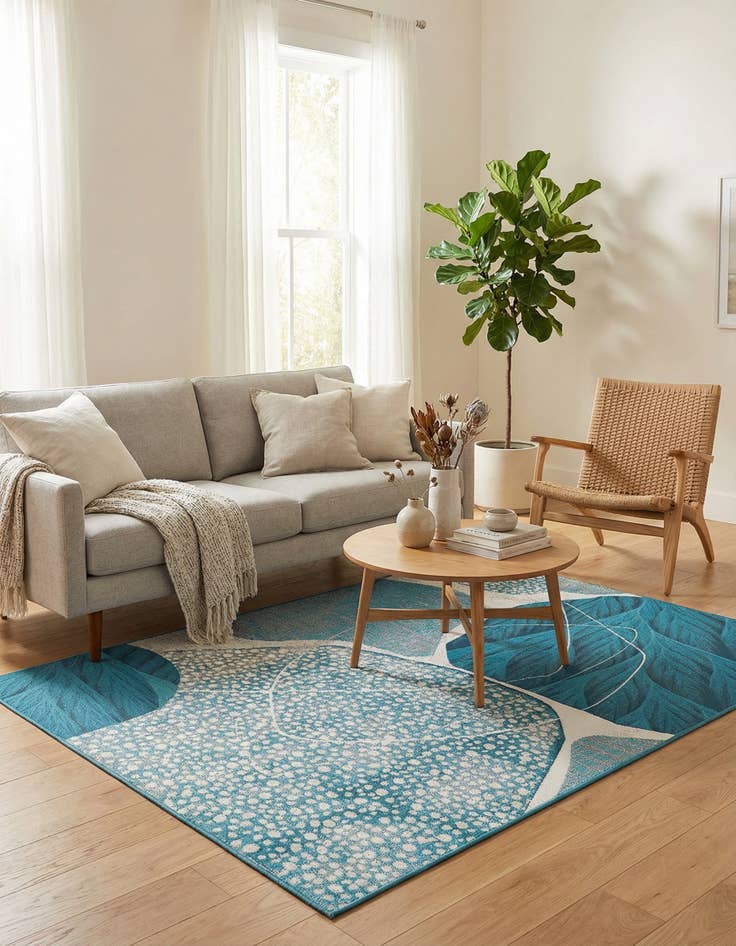 Detail image of  4' 1 x 6' 1  Washable Modern Indoor / Outdoor Rug